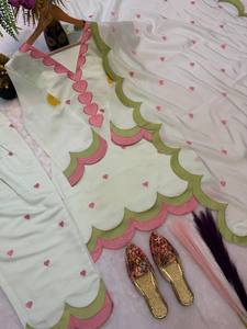 Ensemble de robe traditionnelle indienne et pakistanaise pour femmes, imprimé cœur rose vert menthe, longueur au sol, coupe ample, vêtements décontractés, en coton - Product Image 4