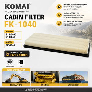 Filtre d'habitacle KOMAI 211-2660 2112660 AF55741 P637257 PA5697 pour excavateur et camion - Product Image 1