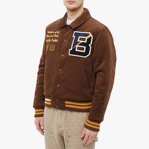 Custom Logo <b>Brown</b> <b>Corduroy</b> Varsity <b>Jacket</b> Men Vintage Embroidery Letterman Bomber <b>Jacket</b> Unisex Streetwear Wholesale Outerwear - Product Image 2