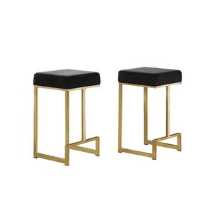 Tabouret de bar moderne avec structure en métal doré et siège rembourré, chaise de bar de luxe à hauteur de comptoir pour îlot de cuisine et bar à domicile - Product Image 3