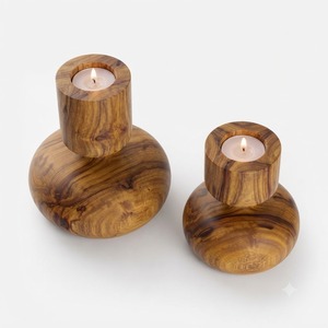 Ensemble de porte-bougies en bois, design minimaliste moderne, porte-bougies en bois d'acacia pour la décoration de la maison - Product Image 3