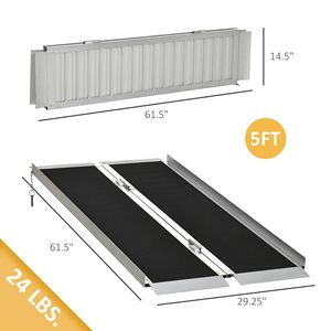 5FT Skidproof <b>Portable</b> Wheelchair Ramp Carpeted Foldable Handicap Threshold Ramp for Home <b>Steps</b> Doorways Assistive Device - Product Image 3