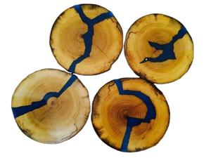Sous-verres faits à la main en bois et en résine bleue de nouveau style pour le thé et les boissons aux prix de gros avec la meilleure qualité - Product Image 5