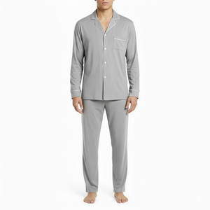 Conjunto de pijama para hombre de color personalizado, suave como la seda, con camisa de manga larga y pantalones holgados, ropa de dormir para hombre. - Product Image 1