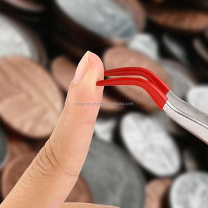 Juego de 2 Pinzas con Puntas de Goma, Pinzas con Puntas Rectas y Curvas, Recubiertas de PVC para Sellos, Monedas, Joyería, Manualidades, OEM - Product Image 5