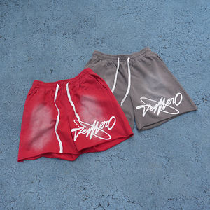 กางเกงขาสั้นผู้ชาย กางเกงขาสั้นย้อมสีเอซิด ผ้าฝ้าย 100% พิมพ์ลายสกรีน กางเกงขาสั้นวินเทจ กางเกงขาสั้นย้อมสีเอซิด ผ้าเฟรนช์เทอร์รี่ - Product Image 3