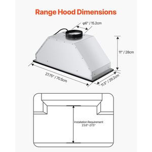 Cappa da cucina in acciaio da 30 pollici, 800 CFM, da incasso, con luci LED e controllo touch gestuale, spina USA, aspirazione. - Product Image 6