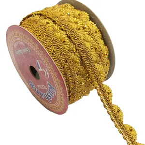 印度民族石材金色面料蕾丝装饰边框工艺缝纫配件服装面料丝带条纹编织