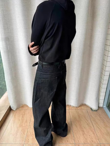 Jean en denim selvedge japonais de haute qualité 14oz, délavage moyen, 100% coton, couleur unie, séchage rapide, respirant, poids moyen, coupe slim, idéal pour l'été - Product Image 3
