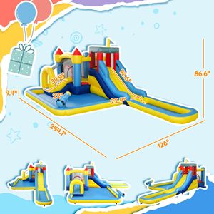 Parco Acquatico Gonfiabile 6 in 1 con Piscine, 2 Scivoli, Parete da Arrampicata, Cannone, Canestro da Basket - Strutture Premium per Divertimento Acquatico - Product Image 3