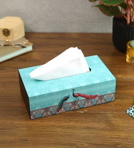Compre Caja de Papel para Pañuelos de MDF Color Turquesa Peacock |   Pepperfry de Blossom Craft India - Product Image 1