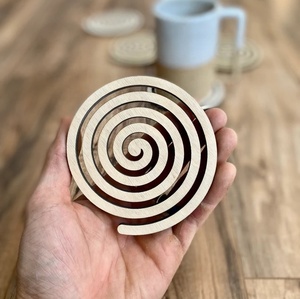 Spiral Laser Cut Solid Wood Coaster Handcrafted Heat Resistant Drink Mat Modern <b>Table</b> <b>Protector</b> Coffee Tea Cup Holder Home Decor - Product Image 3