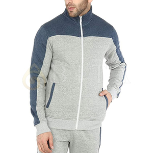 VICS SPORTS Unisex Gray Blue Color Block 2 1 <b>Polyester</b> <b>Tracksuit</b> Full Zip Hoodie Sweatshirt Side Pockets Casual Sport Wear - Product Image 6