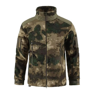 Men's <b>Black</b> Breathable <b>Fleece</b> <b>Jacket</b> Stand Collar Zip-Up Tactical Winter Streetwear with Multiple Pockets - Product Image 5