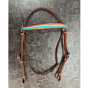 Bride de cheval australienne turquoise de haute qualité en cuir de vache pleine fleur avec matériel en acier inoxydable - Product Image 4