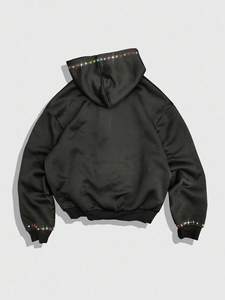 Sudaderas con capucha de lujo Y2K con cremallera y pedrería de cristal para hombre, ropa urbana con diamantes de colores, algodón grueso, logotipo personalizado - Product Image 3