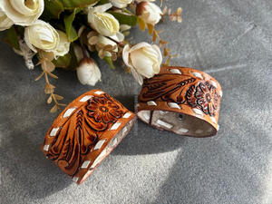 Nueva llegada Venta caliente occidental elegante hecho a mano pintado cuero mecanizado mano brazalete pulseras Unisex uso diario accesorio de moda - Product Image 4