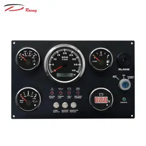 85mm Engine Instrument Gauge Meter Panel 5 Gauges Panel Set Black Faceplate White LED 12V 24V Marine Boat gauge With Sensors