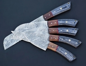 Handmade Carbon Steel Chef <b>Knife</b> <b>Set</b> 5 Pieces Razor <b>Sharp</b> Forged Customizable Wholesale Sustainable Multifunction Wood Handle - Product Image 3