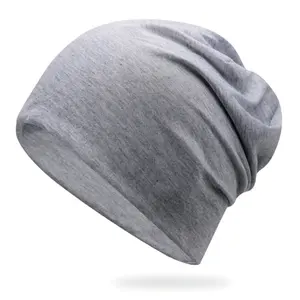 Pigro musulmano Stretch turbante Cap Hijab Pile cappello Beanie cappello confinamento freddo solido sciolto Casual autunno inverno cotone sottile lavorato a maglia