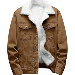 Men's Purple Denim Jacket Vintage Casual Turn-down Collar Regular Sleeve Solid Color Cotton Washed Breathable Winter Wear <b>Sherpa</b> - Product Image 5