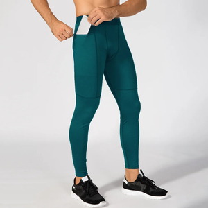 Leggings de compression pour hommes, taille élastique, extensibles, pour l'entraînement, la course et la gym, vente en gros - Product Image 3