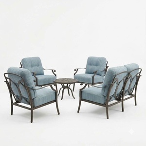 Ensemble de canapés d'extérieur en fer forgé de luxe, imperméable, mobilier de jardin traditionnel, 4 places - Product Image 1