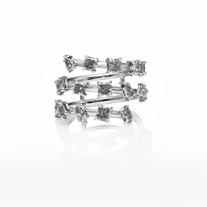 Bague spirale en or jaune plaqué rhodium avec diamant gris de forme fantaisie mixte de 2,77 carats, pour fiançailles et anniversaire - Product Image 3