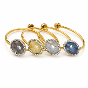 Brazalete Moderno de Plata de Ley 925 Chapado en Oro con Piedras Preciosas para Mujer, Accesorios de Moda - Product Image 2
