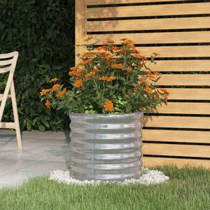 Jardinière de jardin en acier thermolaqué de moyenne durabilité, pots et jardinières à fleurs argentés - Product Image 1