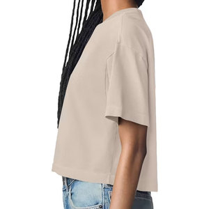 New Print <b>White</b> <b>Crop</b> <b>Top</b> T-Shirt Drop Shoulder Loose Fit Custom Sublimation Vinyl New Blank Cropped Tee Shirt - Product Image 6