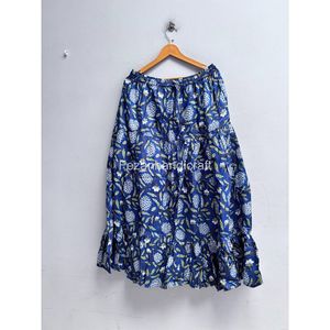 Jupe trapèze mi-longue en coton à imprimé floral et taille élastique pour femme, idéale pour l'été - Product Image 4