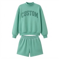 Ensemble sweat-shirt à col roulé rose personnalisé pour femme, coupe ample, manches longues, short assorti, tenue décontractée toutes saisons