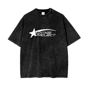 เสื้อยืดโอเวอร์ไซส์ลายกราฟิกฟอกสีสไตล์วินเทจ ผ้าฝ้ายคุณภาพพรีเมียม ทรงหลวม สวมใส่สบาย แฟชั่นลำลองสำหรับผู้ชาย ขายส่ง - Product Image 1