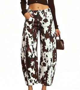 Women's High Waisted Wide Leg <b>Pants</b> Animal Print Loose Fit Ankle-Length Cotton Polyester Casual Spring Trousers - Product Image 5