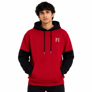 Sweat-shirts à capuche bicolores épais, personnalisables avec broderie, en molleton de coton, vêtements streetwear, fabrication OEM, fournisseur en gros - Product Image 1