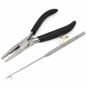 Alicates Clásicos para Extensiones de Cabello con Mango Negro – Herramienta Profesional de Acero Inoxidable para Crimpar y Remover Micro Anillos - Product Image 4