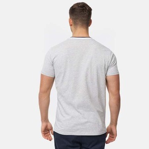 Camiseta de algodón de manga corta para hombre, corte ajustado, color gris, con ribete en contraste, cuello redondo, estilo casual - Product Image 2