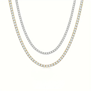 Moissanite Tennis Necklace <b>Silver</b> Hip Hop Jewelry for <b>Men</b> and Women Necklace - Product Image 2