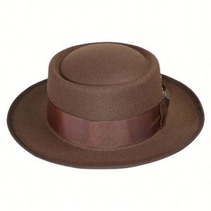 Sombreros Pork Pie en Oferta, Sombreros de Jazz Casuales Británicos de Moda para Hombre y Mujer con Pluma, Sombrero Fedora de Ala Corta - Product Image 6