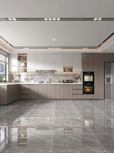 Mobile da <span class=keywords><strong>Cucina</strong></span> Moderno Bianco Stile Shaker con Ante in Vetro Scanalato, Piano in Legno e Forno Integrato - Product Image 6