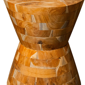 Table d'appoint ARTERRA Luxury Hourglass, style rustique, motif de grain naturel, meubles de salon, en teck massif fait main - Product Image 3