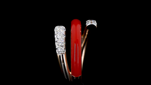 Anillo Abierto con Esmalte Rojo y Diamante Cultivado en Laboratorio |   Anillo Moderno de Lujo para Uso Diario |   Anillos Finos - Product Image 5