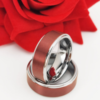 Bague en carbure de tungstène argenté avec incrustation centrale rouge sablée, alliance étagée de 8 mm pour femmes et hommes, bijoux tendance en gros