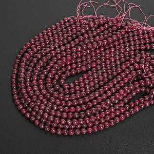 Cuentas de rubí natural genuino, cuentas sueltas redondas rojas para la fabricación de joyas, pulseras, collares, manualidades DIY. - Product Image 3