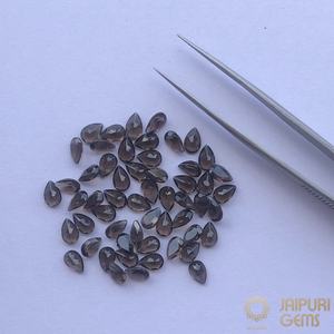 Pierres précieuses naturelles Jaipuri Gems, quartz fumé taille poire, pierres semi-précieuses en vrac 4 mm et 5 mm pour la fabrication de colliers - Product Image 2