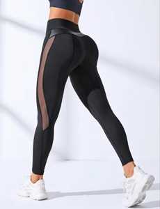 Leggings Deportivos de Mujer de Cintura Alta, Largos, Negros, Elásticos, Transpirables, Ecológicos, con Paneles de Malla y Compresión - Product Image 2