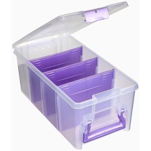 Organizer Portatile in Plastica Trasparente con 3 Divisori, Custodia Semi-Portatile per Materiali Artistici e Artigianali - Product Image 2