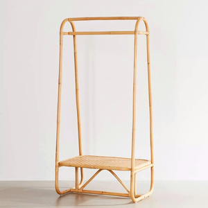 Rattan cloth display <b>rack</b> handwoven cane wood clothes <b>racks</b> competitive price natural clothing rail - Product Image 6