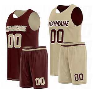 Uniforme de Baloncesto en Color Marrón y Beige, Material de Poliéster Antibacteriano, Conjunto de Camiseta y Pantalones Cortos Sublimados - Product Image 1